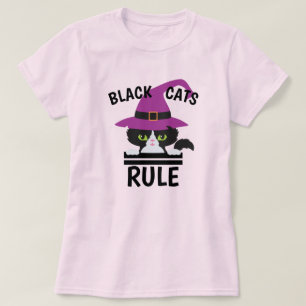 Schwarze Katzen regieren Halloween-Shirt - Lustige T-Shirt