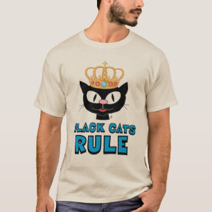 Schwarze Katzen regieren Katzengesicht mit juwelen T-Shirt