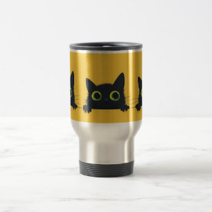 Schwarze Katzen-Reisetasse Reisebecher