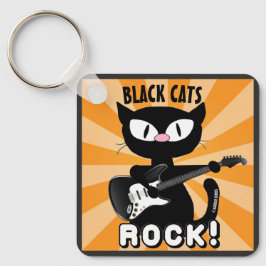 SCHWARZE KATZEN ROCK! Personalisierter Schlüsselan Schlüsselanhänger