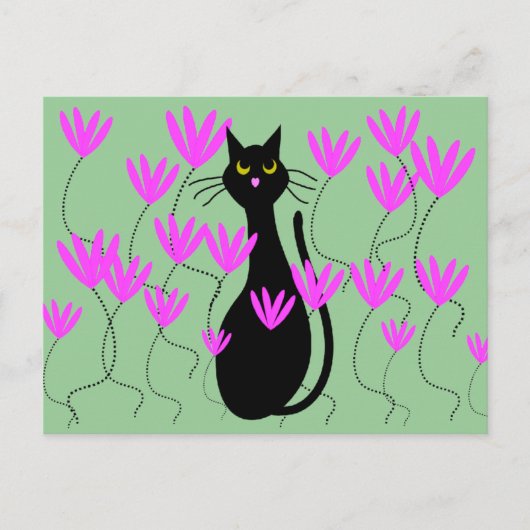 Schwarze Katzen Rosa Blume Karten (Vorderseite)
