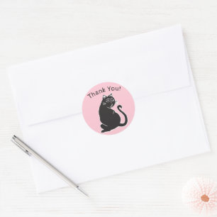 Schwarze Katzen-Rosa danken Ihnen Aufkleber