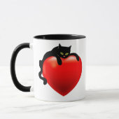 Schwarze Katzen-rote Herzvalentine-Sinti und Tasse (Links)
