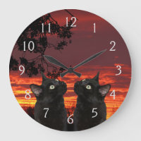 Schwarze Katzen Rote Sonnenuntergang nummerierte W