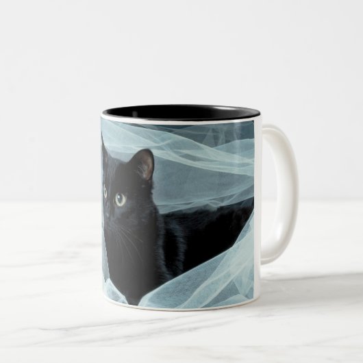 Schwarze Katzen-Schale Zweifarbige Tasse (VorderseiteRechts)