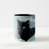 Schwarze Katzen-Schale Zweifarbige Tasse (Mittel)