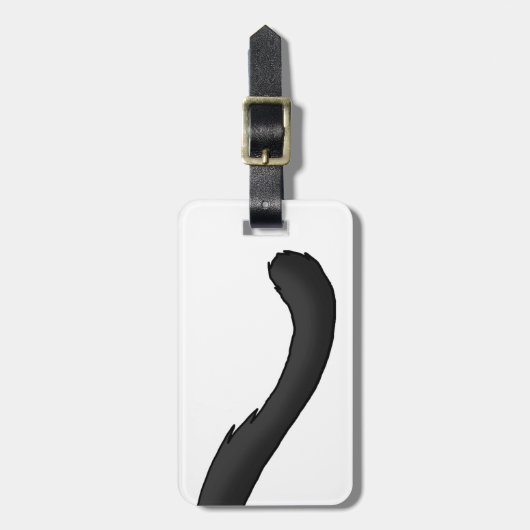 Schwarze Katzen-Schwanz Gepäckanhänger (Vorderseite vertikal)