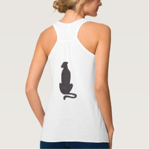 Schwarze Katzen-Silhouette Frauen weiße Rennfahrer Tank Top