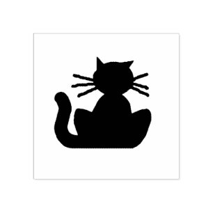 Schwarze Katzen-Silhouette-Gummi-Briefmarke Gummistempel