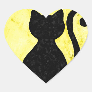 Schwarze Katzen-Silhouetteaufkleber Herz-Aufkleber