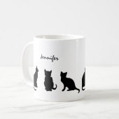 Schwarze Katzen Silhouetten personalisiert Kaffeetasse (Vorderseite Links)