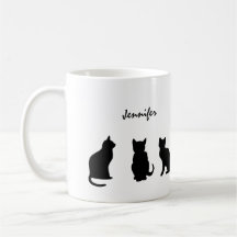Schwarze Katzen Silhouetten personalisiert