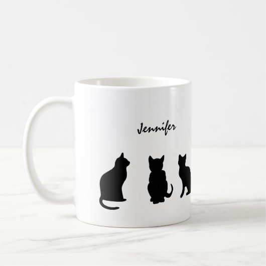 Schwarze Katzen Silhouetten personalisiert Kaffeetasse (Links)