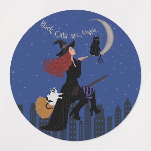 Schwarze Katzen sind Zaubernägel Etiketten (Design 2)