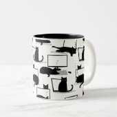 Schwarze Katzen sitzen auf Laptops Muster Kaffee T Zweifarbige Tasse (VorderseiteRechts)