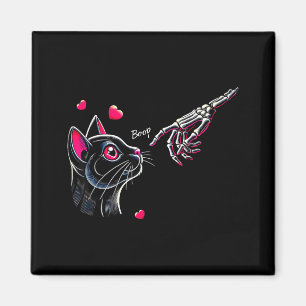 Schwarze Katzen-Skelett-Hand-Boop Valentinstag Hau Magnet