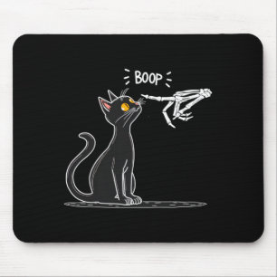 Schwarze Katzen-Skeletthand Boop Halloween-Auftrit Mousepad