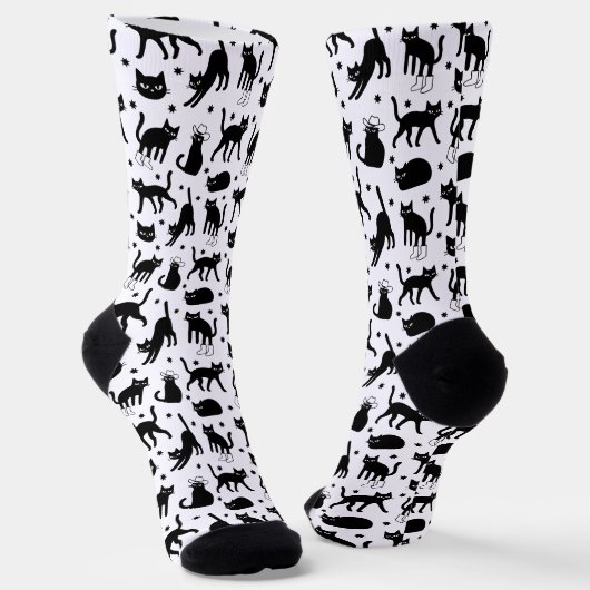 Schwarze Katzen Socken (Gewinkelt)