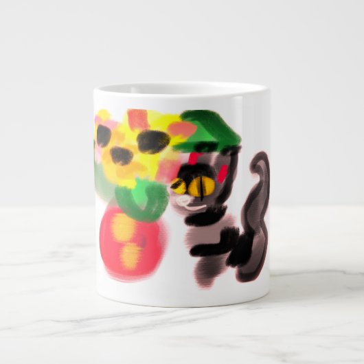 Schwarze Katzen Sonnenblumen  Jumbo-Tasse (Vorderseite)