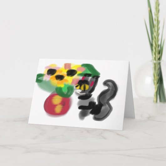 Schwarze Katzen-Sonnenblumen  Karte (Vorderseite)