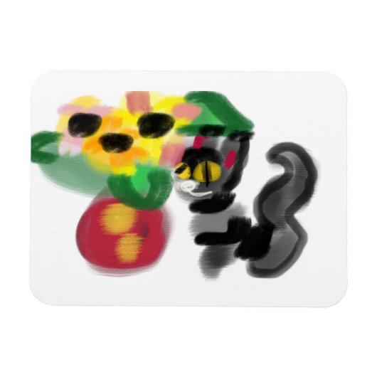 Schwarze Katzen Sonnenblumen  Magnet (Horizontal)