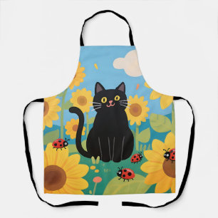 Schwarze Katzen Sonnenblumen Marienkäfer Schürze
