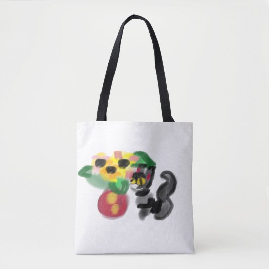 Schwarze Katzen Sonnenblumen Tasche (Vorderseite)