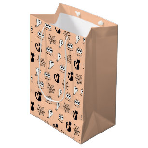 Schwarze Katzen Spinnennetze und Ghosts Orange Hal Mittlere Geschenktüte