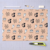 Schwarze Katzen Spinnennetze und Ghosts Orange Hal Seidenpapier (Handwerk)