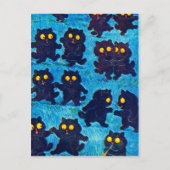 Schwarze Katzen tanzen im Mondlicht, Louis Wain Postkarte (Vorderseite)