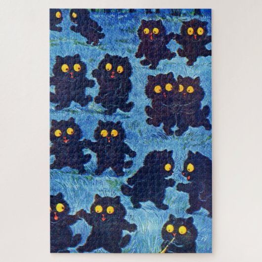 Schwarze Katzen tanzen im Mondlicht, Louis Wain Puzzle (Vertikal)