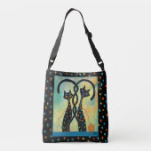 Schwarze Katzen-Tasche Tragetaschen Mit Langen Trägern (Rückseite)