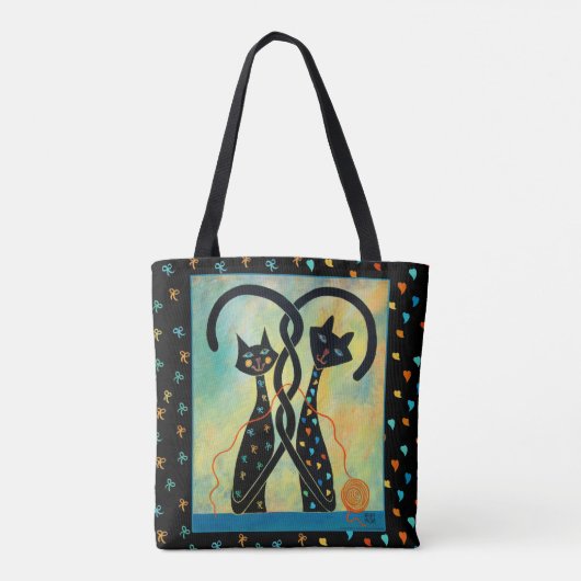 Schwarze Katzen-Taschen-Tasche Tasche (Rückseite)