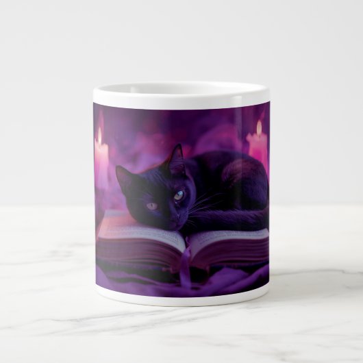 Schwarze Katzen-Tasse | Hexen-Candlelight-Kaffeeta Jumbo-Tasse (Vorderseite)