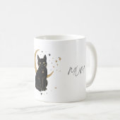 Schwarze Katzen-Tasse Kaffeetasse (VorderseiteRechts)