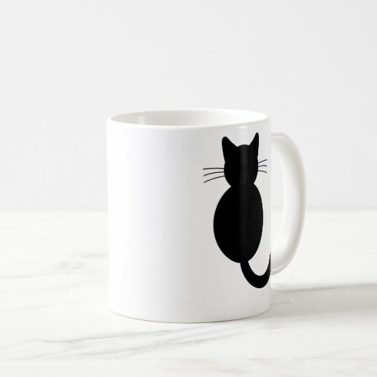 Schwarze Katzen-Tasse Kaffeetasse (VorderseiteRechts)