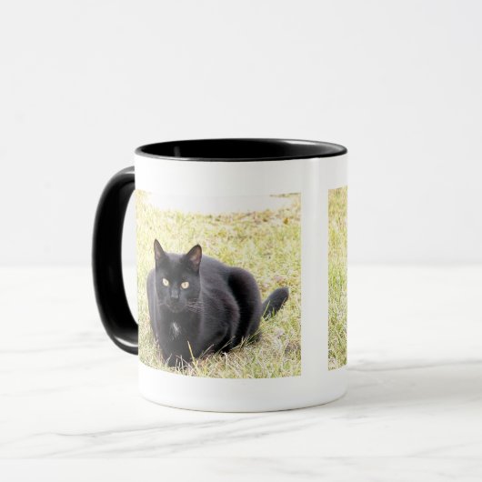 Schwarze Katzen-Tasse Tasse (Vorderseite Links)