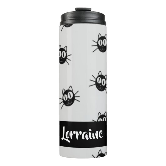 Schwarze Katzen Thermosbecher (Vorderseite)