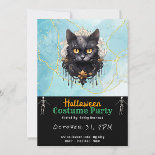 Schwarze Katzen-Tiara-Rhinstones Schwarz Halloween Einladung
