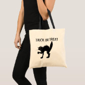 Schwarze Katzen-Trick oder Leckerei Tragetasche (Vorderseite (Produkt))