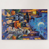 Schwarze Katzen Trick-or-Treating in Halloween-Kos Puzzle (Horizontal)