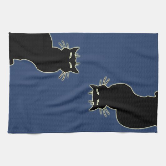 Schwarze Katzen-Tuch-klassischer Geschirrtuch (Horizontal)