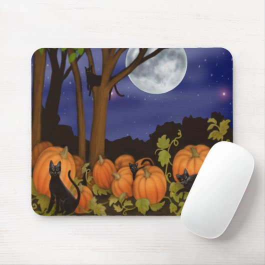 Schwarze Katzen u. Kürbise Mousepad (Mit Mouse)