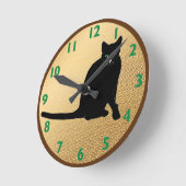 Schwarze Katzen-Uhr Runde Wanduhr (Winkel)