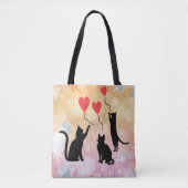 Schwarze Katzen und Ballons Tasche (Vorderseite)