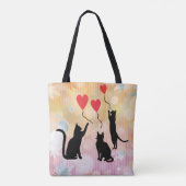 Schwarze Katzen und Ballons Tasche (Rückseite)