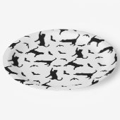 Schwarze Katzen- und Battformen Niedliches Hallowe Pappteller (Schrägansicht)