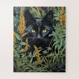 Schwarze Katzen und Blume Puzzle
