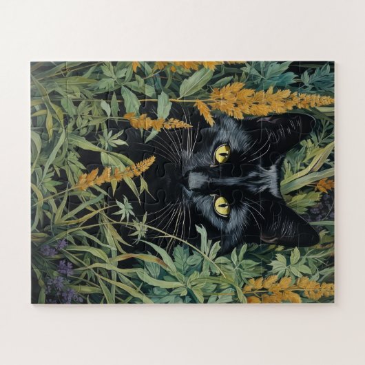 Schwarze Katzen und Blume Puzzle (Horizontal)