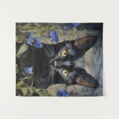 Schwarze Katzen und Blume Wandteppich (Vorderseite (Horizontal))